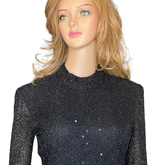 Scala Bodycon Dress Maxi-Halter Beading/Sequin Built-Bra
Silk Size (4-6 ?) - Picture 9 of 12